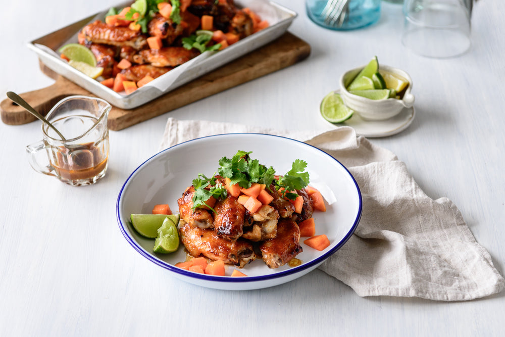 Sticky Papaya Chicken Wings