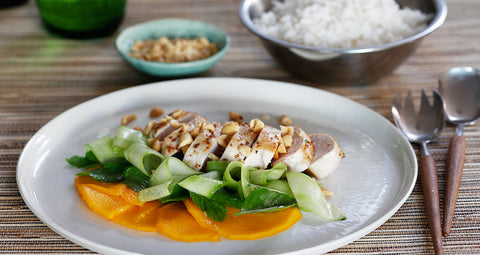 Papaw and Cucumber Salad with Lemongrass Chicken