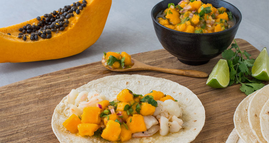 Prawn and Yellow Papaw Tacos