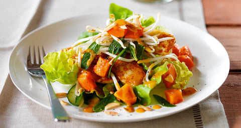 Red Papaya Salad with Pan Fried Haloumi